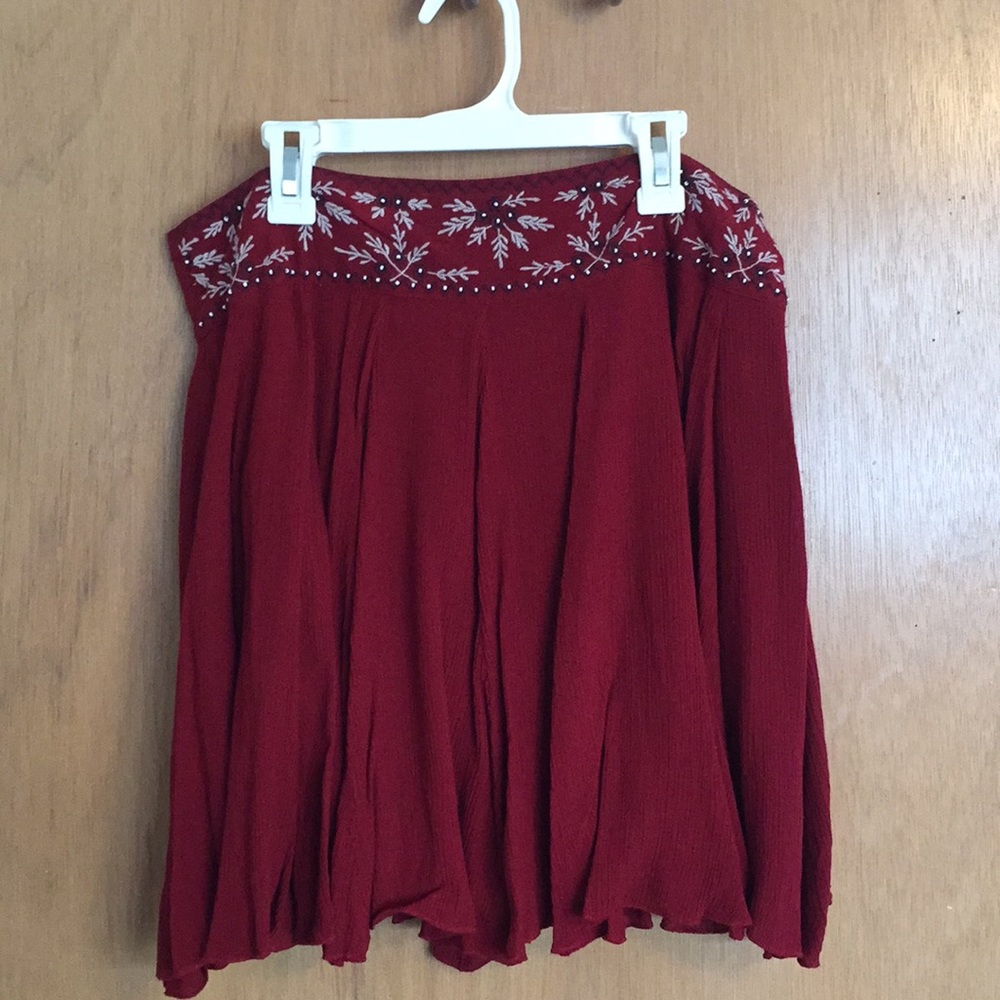 Red detailed A Line skirt
